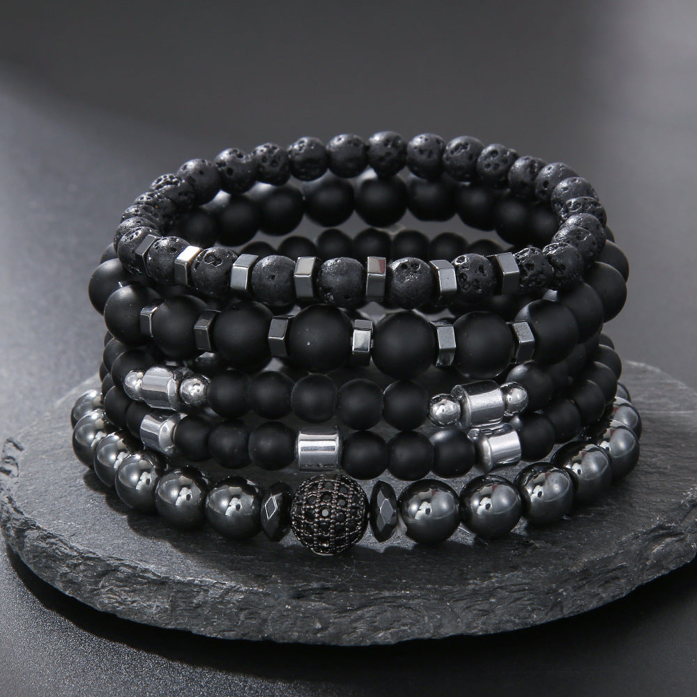 Wholesale black frosted wear copper with zirconium diamond ball flying saucer long bracelet set